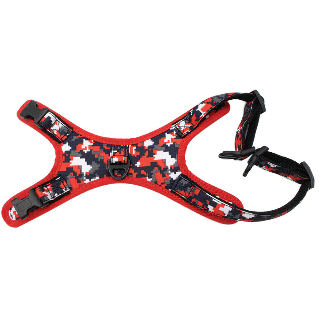 Dog Harness Adjustable Chest Strap Walking Control Collar Red Camouflage M