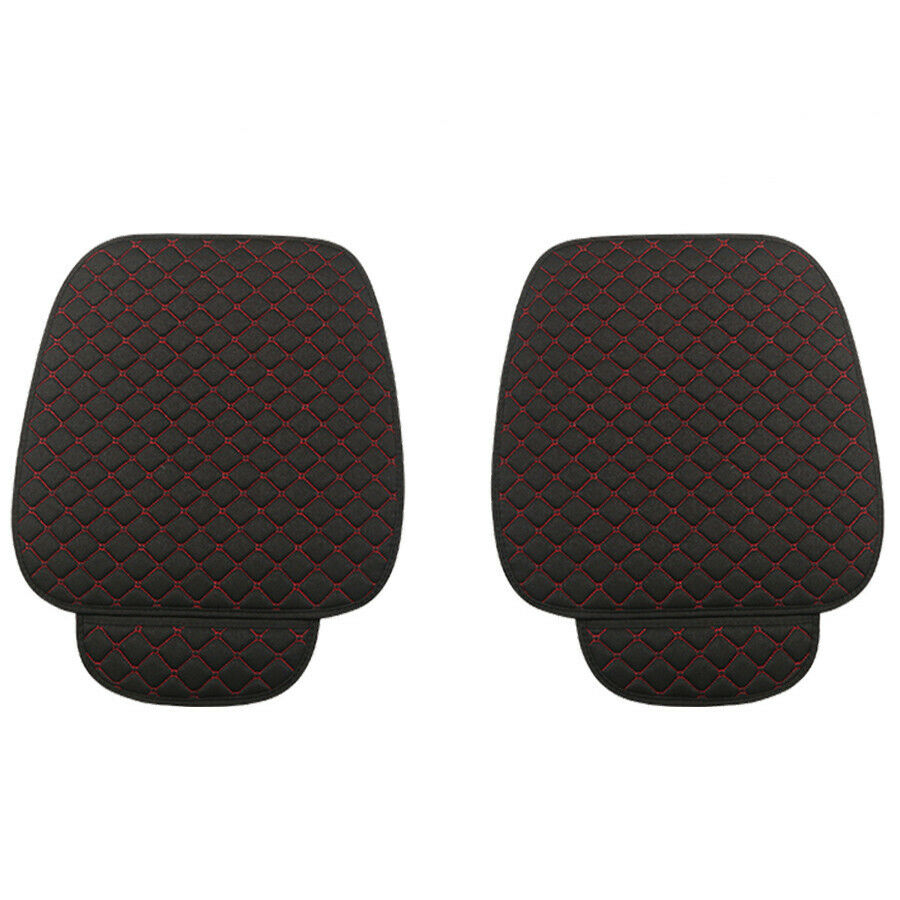 Breathable Fine Linen Seat Cover Mat Cushion Car Truck Front 2PCS Black Red