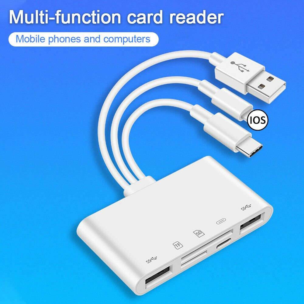 5 in 1 Hub USB Adapter For iP Android Tablet SD/TF Card Reader Support LIN