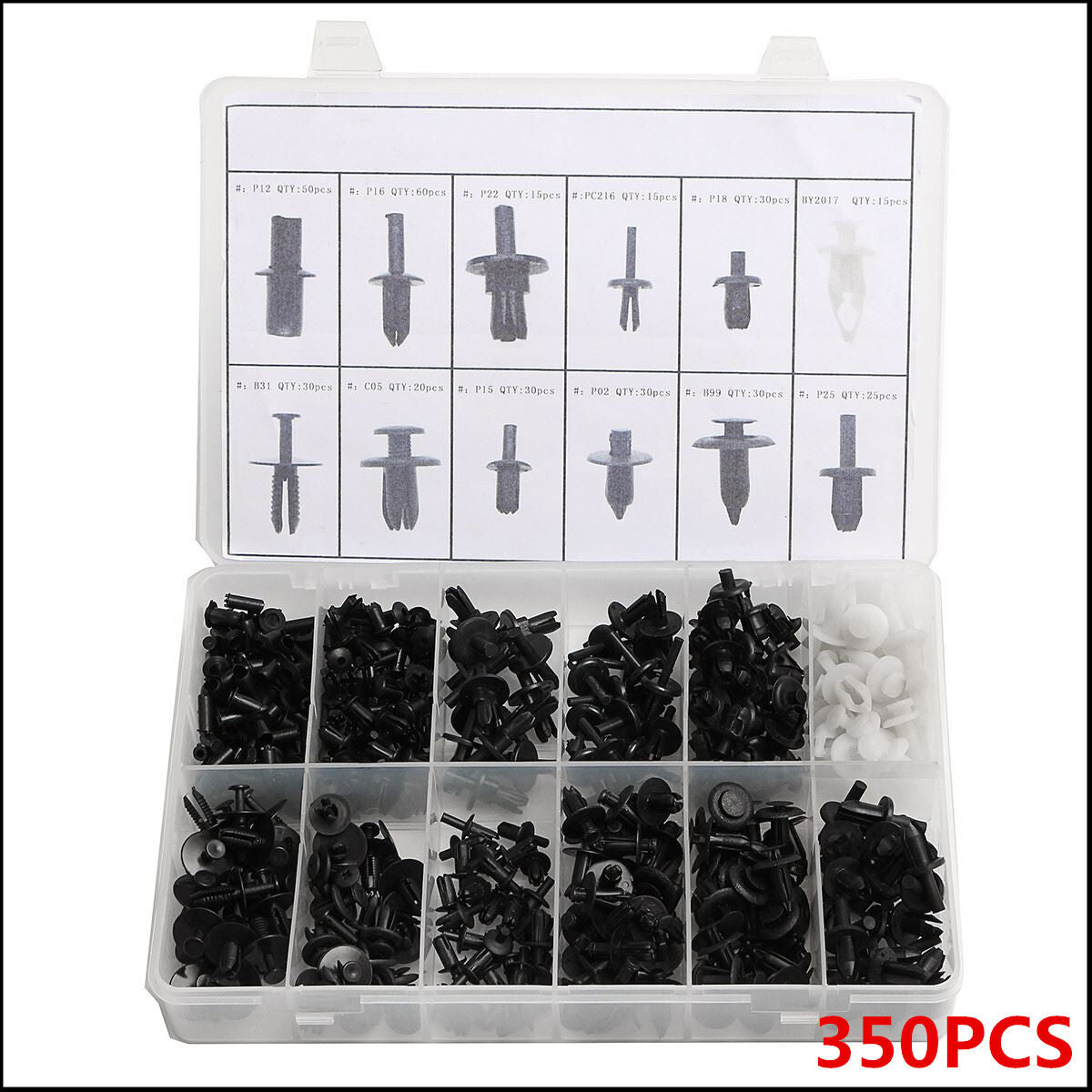 350pcs 12Sizes Car Truck Push Pin Rivet Trim Clip Panel Body Interior Assortment