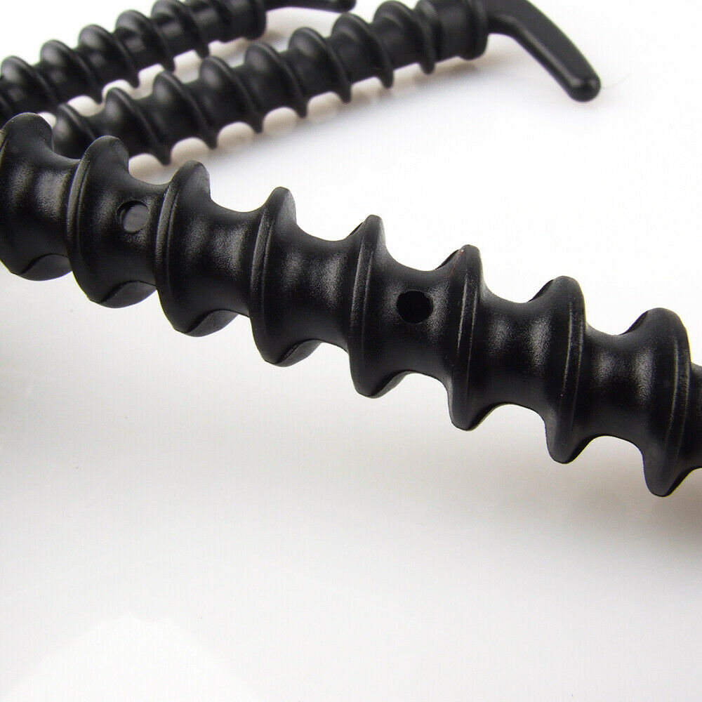 5pcs Black Plastic Spiral Camping Awning Tent Anchor Ground Stakes Pegs Pins