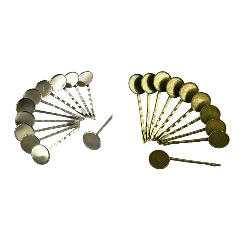 20Pcs Brass Hair Slide Clips Cabochon Setting Blanks Tray Findings DIY Craft