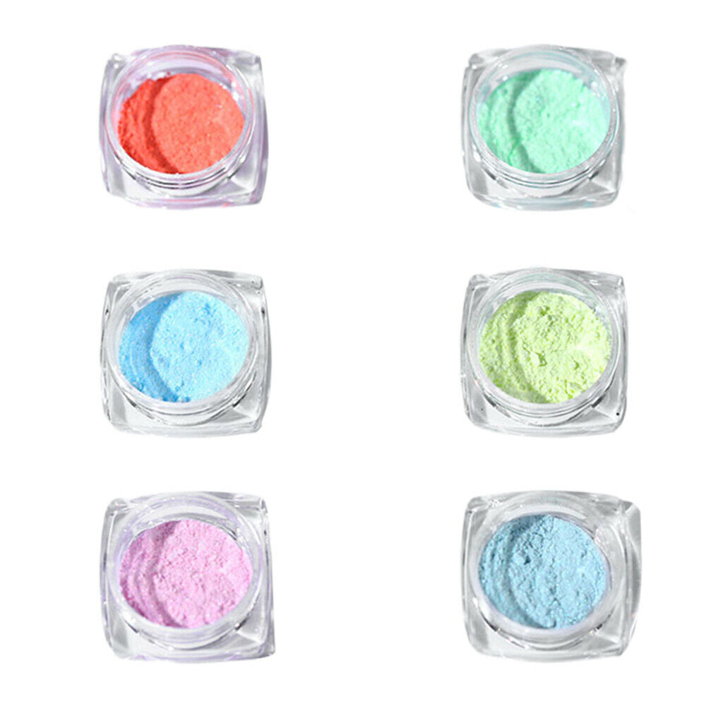 6 Color Nail Glitter Sequins, Nail Art Tips Acrylic Nail Sparkle Glitter Powder