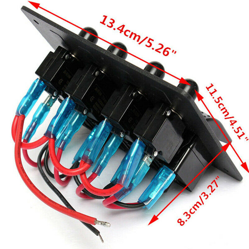 4Gang Aluminium LED Waterproof Rocker Switch Panel Circuit for Marine Boat Yacht