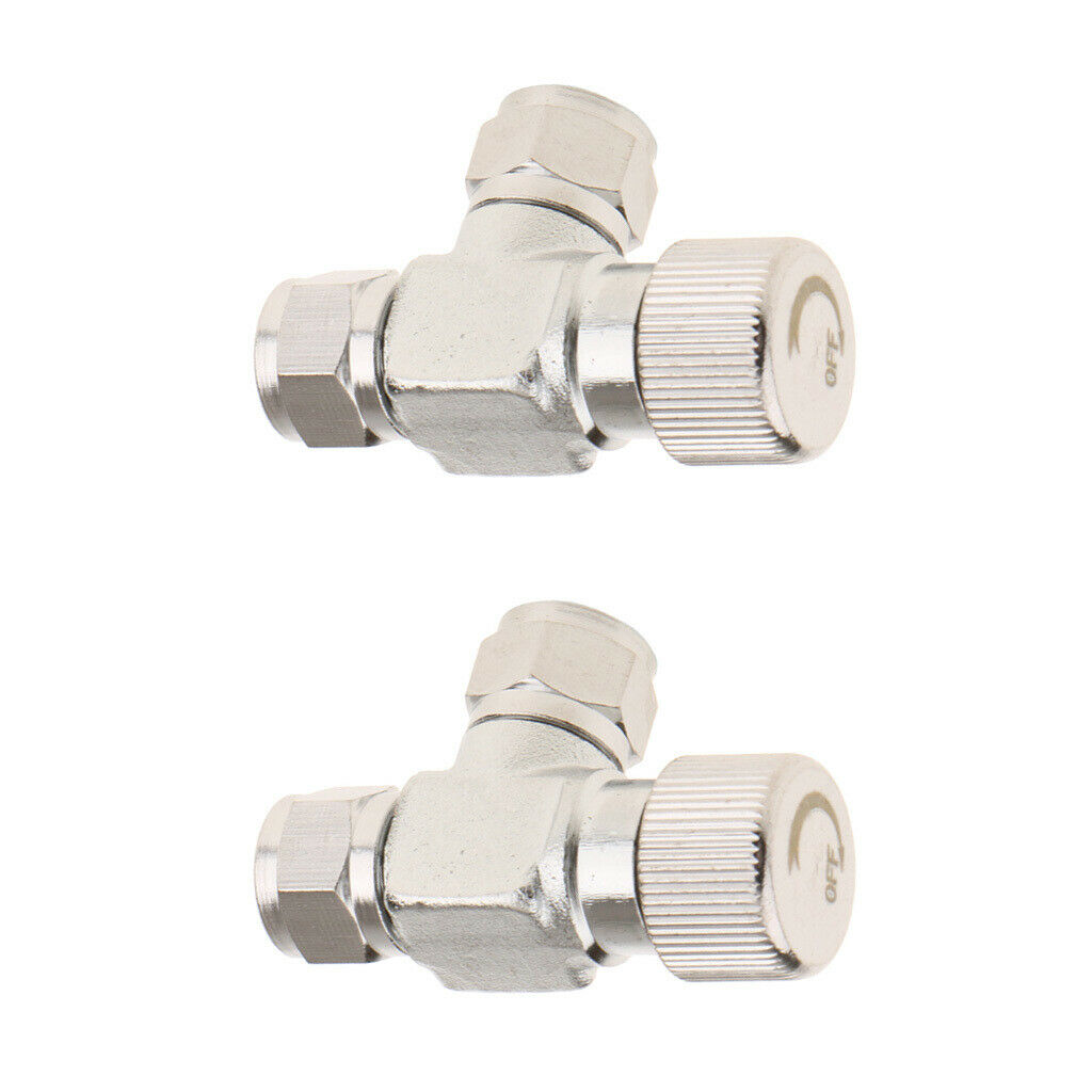2 Pcs Two Way Aluminum Precise CO2 Needle Valve Regulator for Aquarium Tank