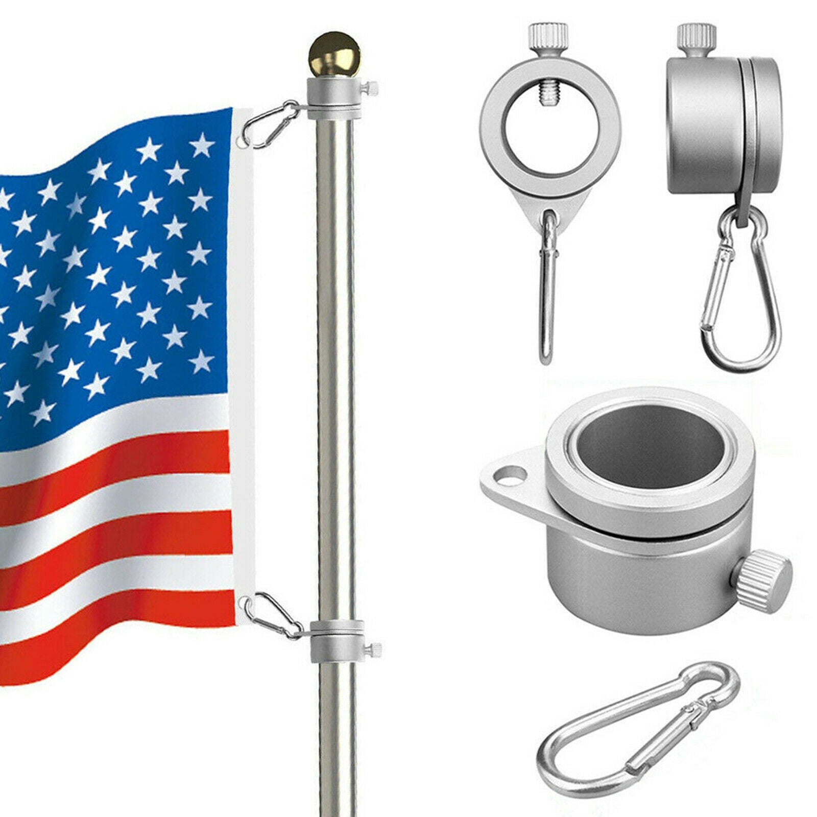 Aluminum Alloy Flag Pole Rings Clip for 1 inch Dia. Mounting Attachments
