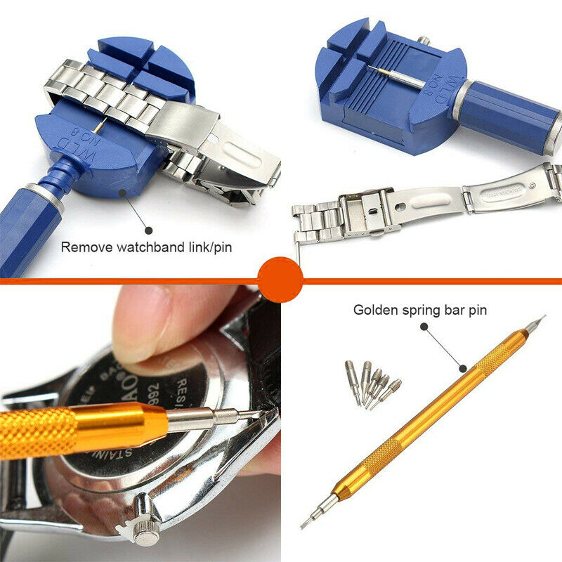 147X Watch Repair Tool Kit Case Opener Link Spring Bar Remover Watchmaker Solid