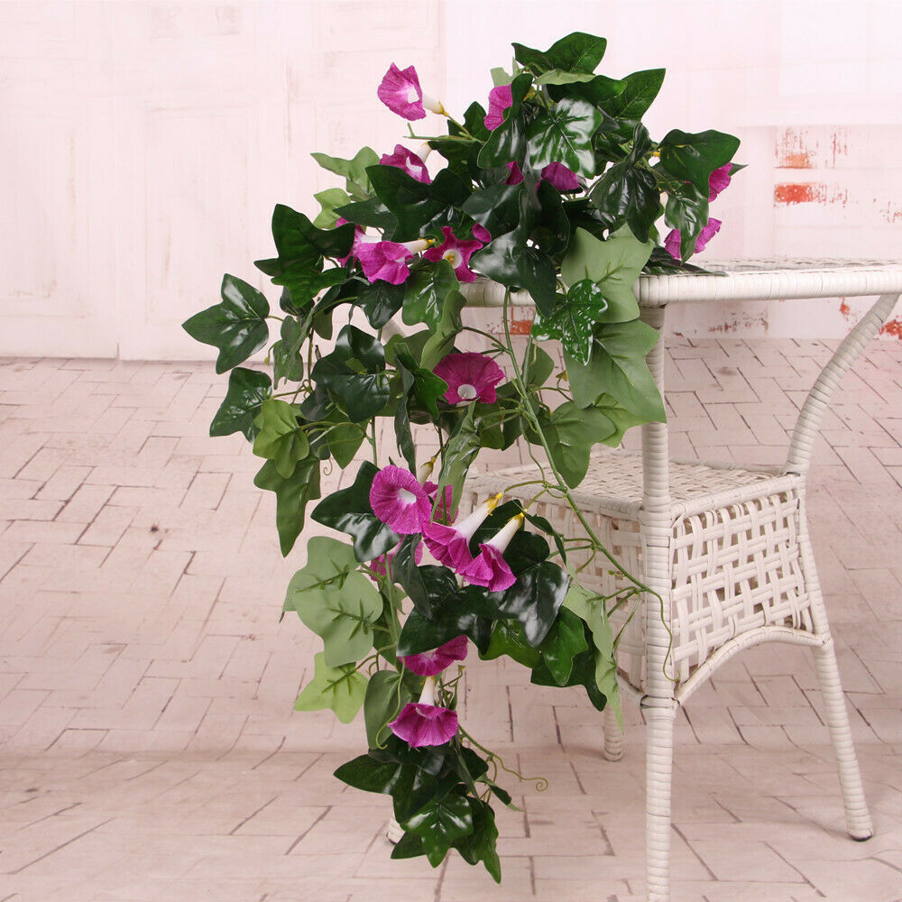 85cm Artificial Silk Flower Hanging Morning Glory Wedding Party Decor Purple