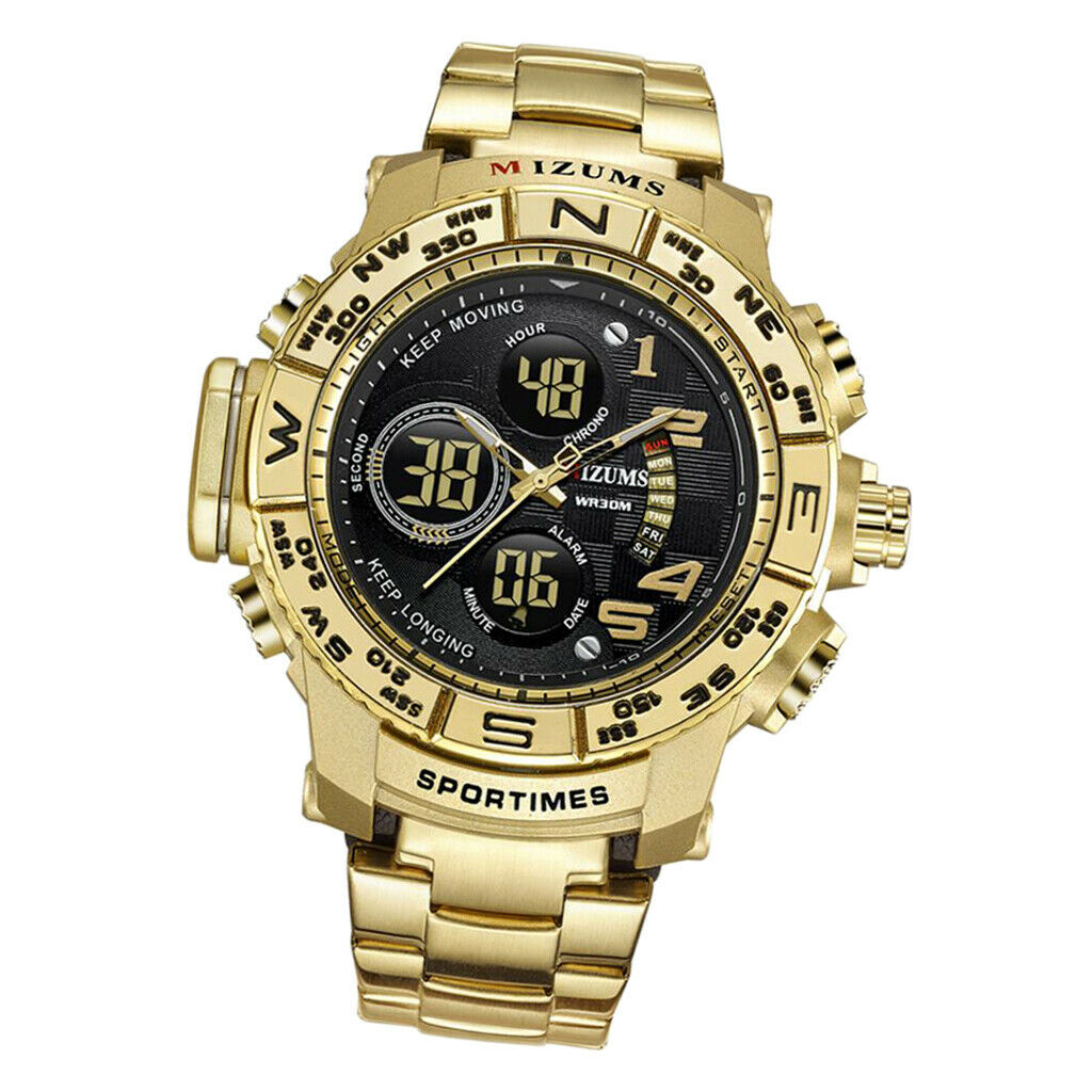 Men Fashion Wristwatch Waterproof Quartz Movement Luminous Golden