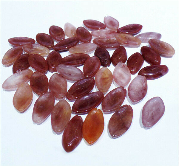 10Pcs 19x10x4mm Strawberry Crystal Flower Petal Pendant Beads DIY Jewelry HH8402