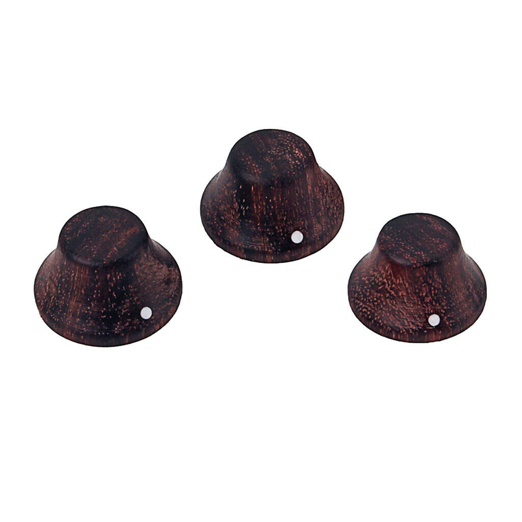 Practical 3pcs Rose Wood Volume Tone Knobs w/ White Dot for Guitar Accessory