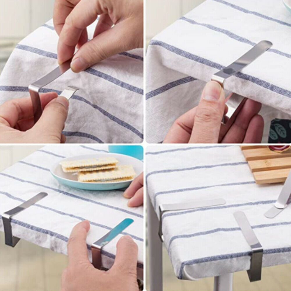 4Pcs Stainless Steel Tablecloth Tables Cover Clips Holder Table Cloth Clamps