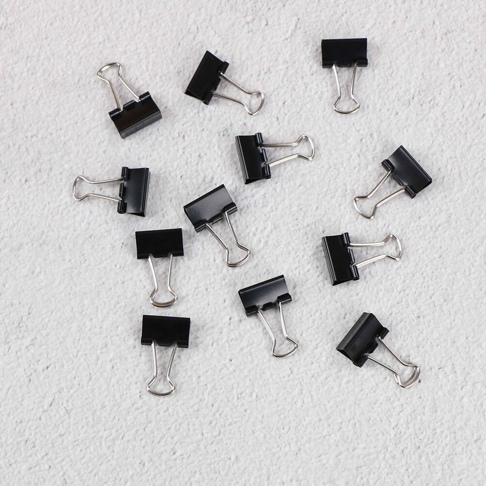 12Pcs`Black Metal Binder Clips File Paper Clip Photo Stationary Office Suppli.DD