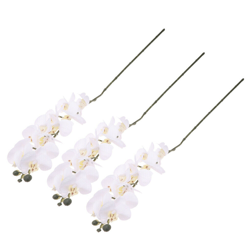 3Pcs Artificial 12 Head Orchid Phalaenopsis Flower Home Garden Decoration