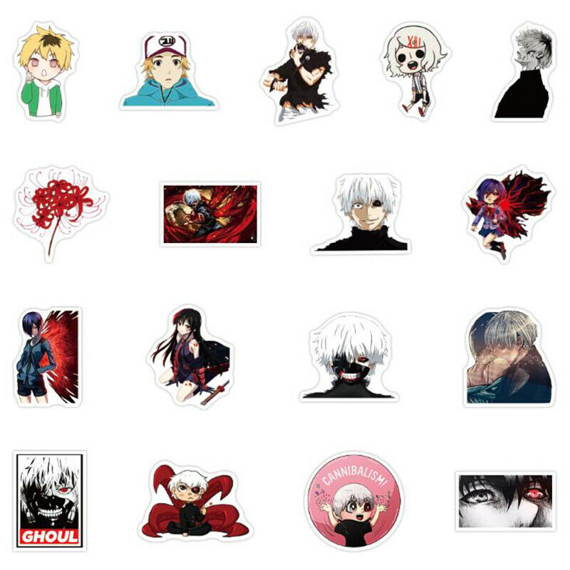 51Pcs Tokyo Ghoul Cartoon Stickers Laptop Scooter Car Trunk Refrigerator .l8