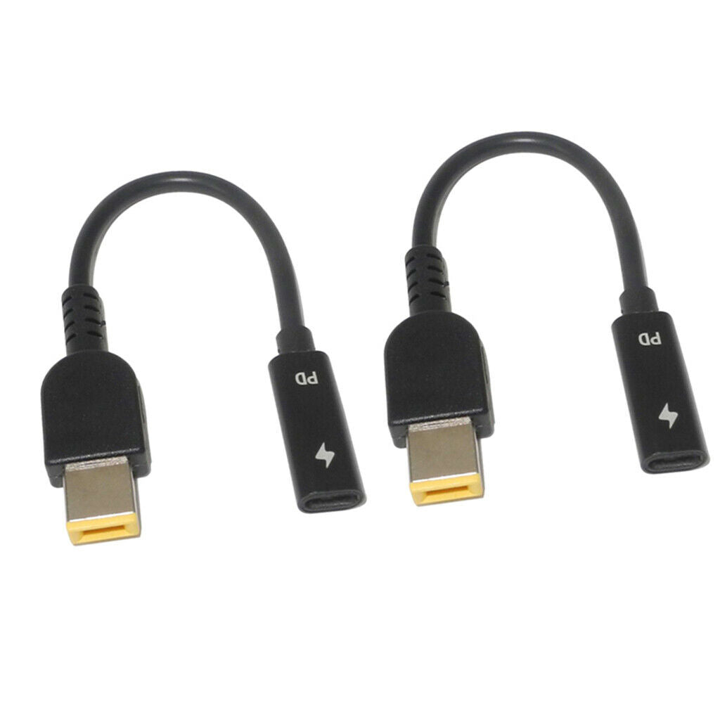 2 lot Power Adapter Cable Type-C Female To Square Plug Charger For Lenovo