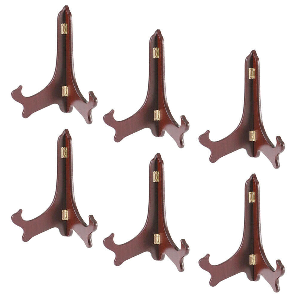 6pcs Wooden Folding Plate Display Easel Stand Photo Holder Fits 6''
