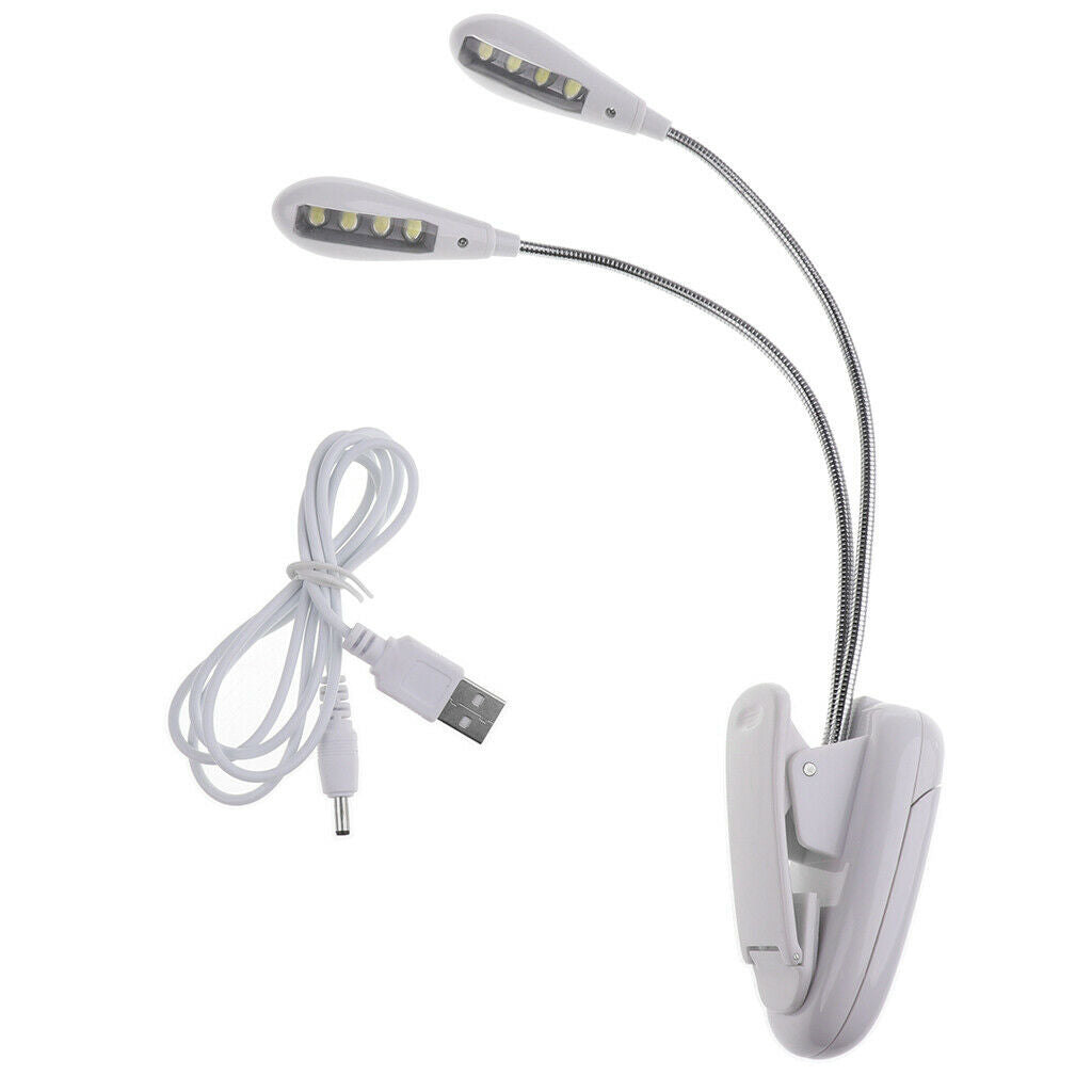 8 LED Music Stand Light Music Score Lamp Clip-on Reading Light White