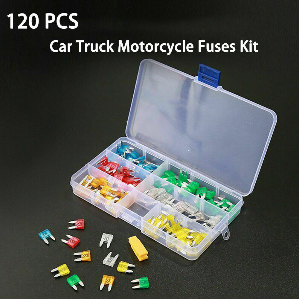 Mini 120pc Blade Fuse Assortment Auto Car Truck Motorcycle FUSES Kit