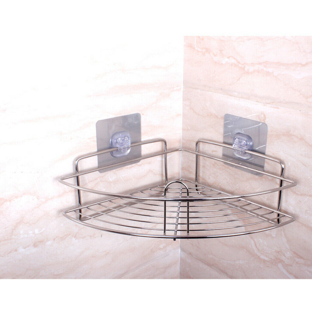 Stainless Steel Storage Caddy for Bathroom Shower Bath Basket Adhesive