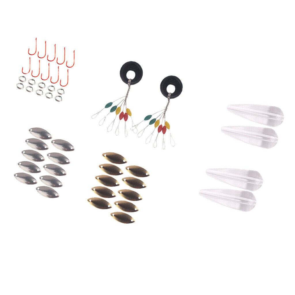 48pcs Fishing Accessories Tackle Box with Spoon Sbirolino Floats Hook Rings