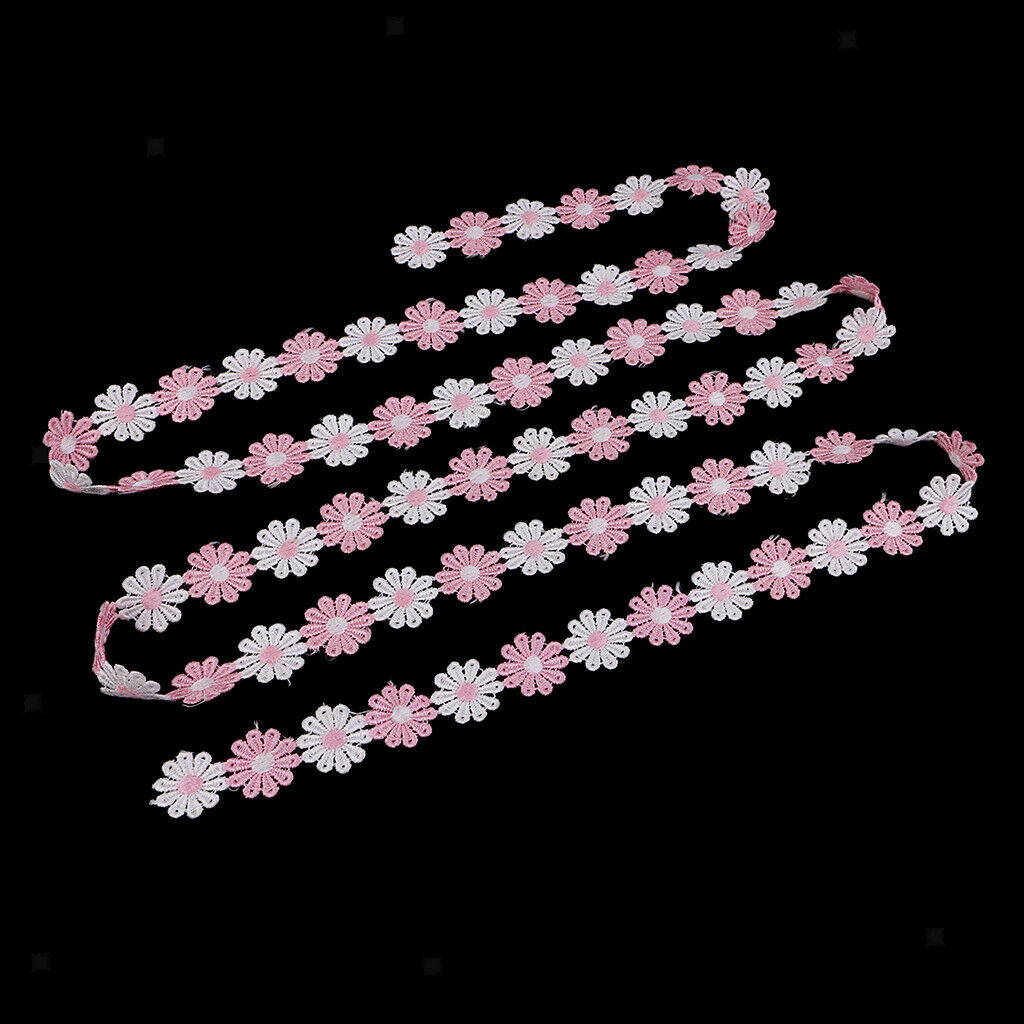 6Yd Flower Crochet Lace Trim Ribbon Embroidered Appliques Sewing Dressmaking
