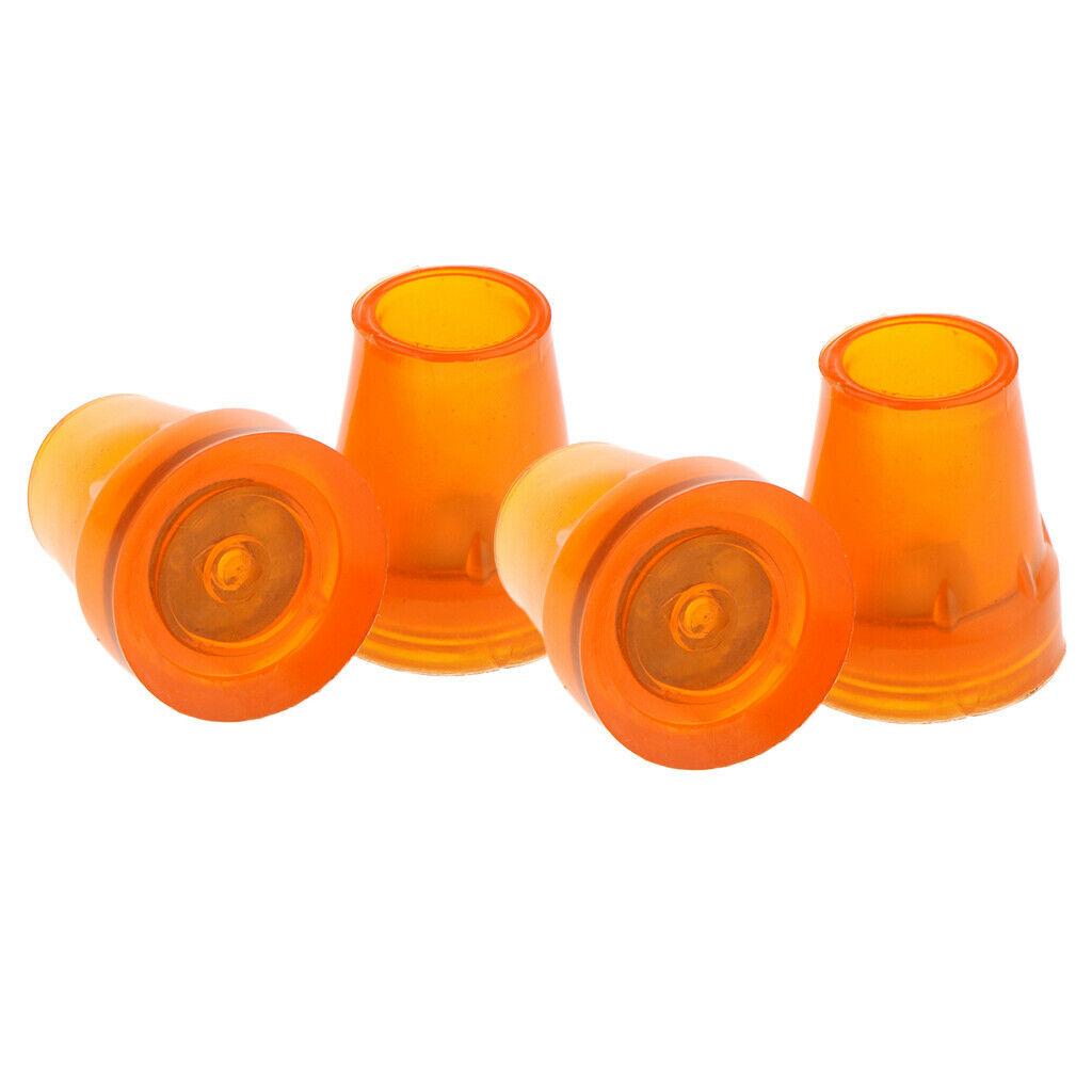 4Pcs 7/8" Anti-slip Self-Standing Rubber Canes Tips Wear Resistant Orange