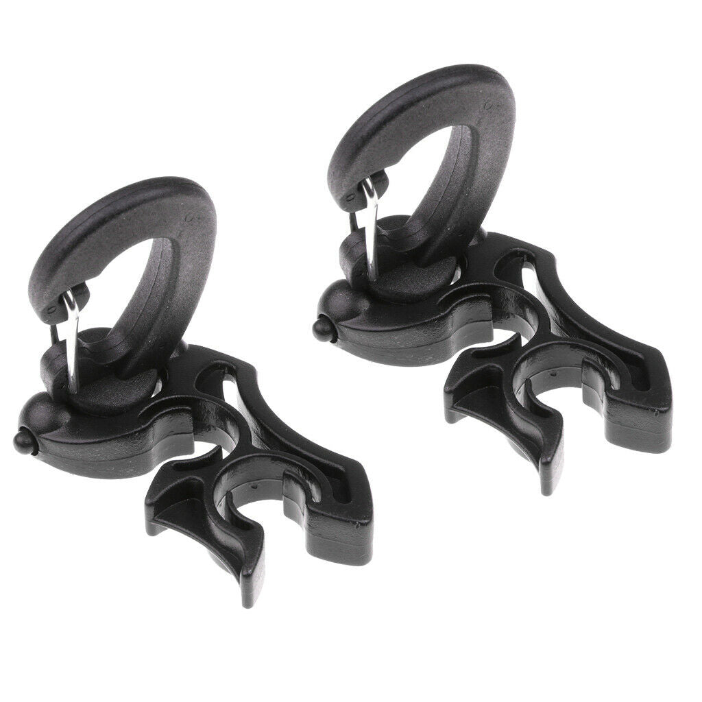 2pcs Black Scuba Dive Hose Holder Retainer with Rotates & Folding Clip 10cm