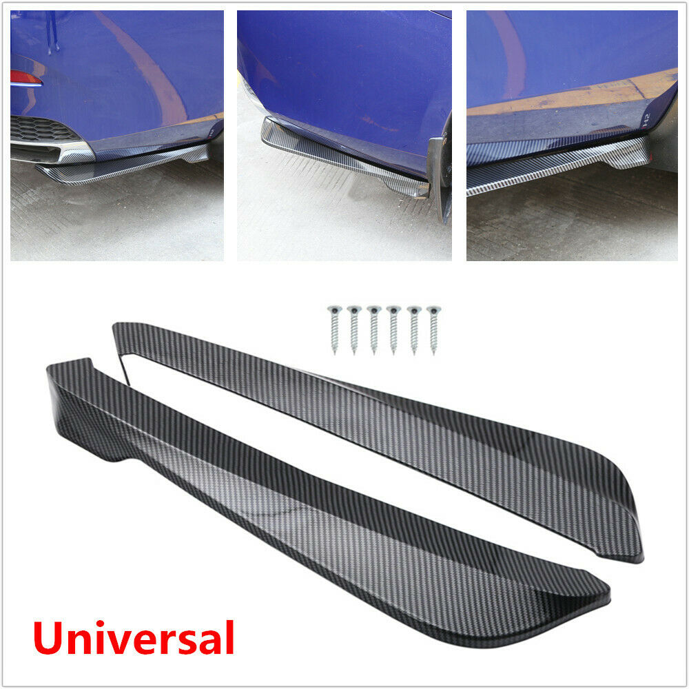 2Pcs Carbon fiber Color Universal Car Bumper Spoiler Rear Lip  Wrap Angle Shovel