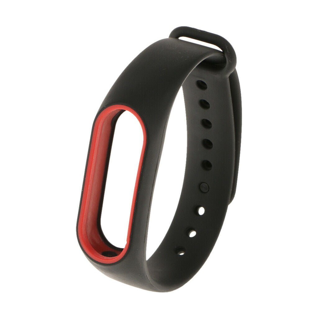 Silicone Wrist Strap Wristband Bracelet For  Mi Band 2 Black+Red