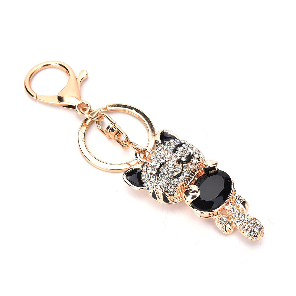 Cute Smile Cat Crystal Rhinestone Keyrings Holder Purse Bag Gift Keychain.l8