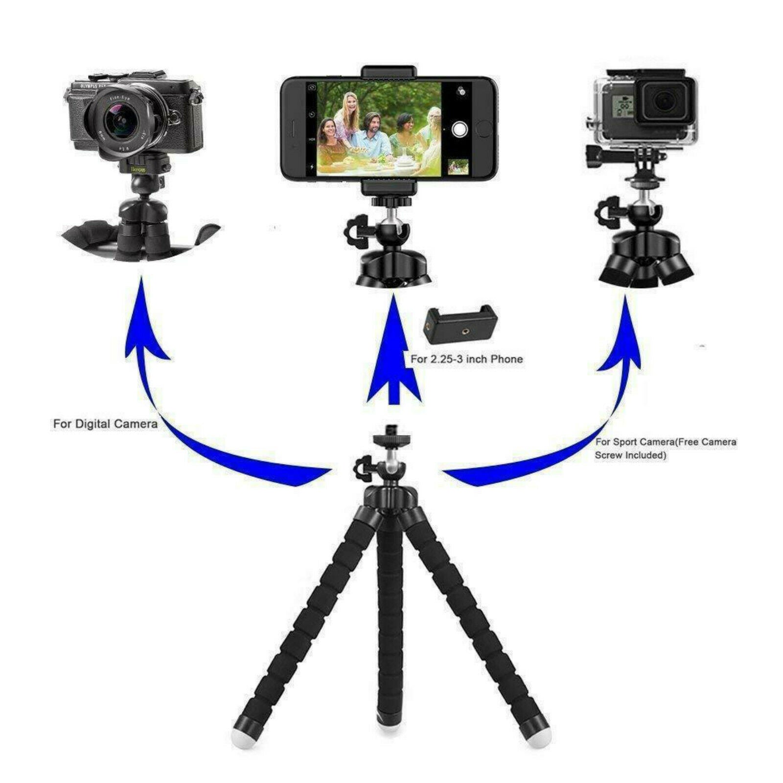 Universal Cell Phone Holder Flexible Octopus Tripod Bracket Selfie Stand Monopod