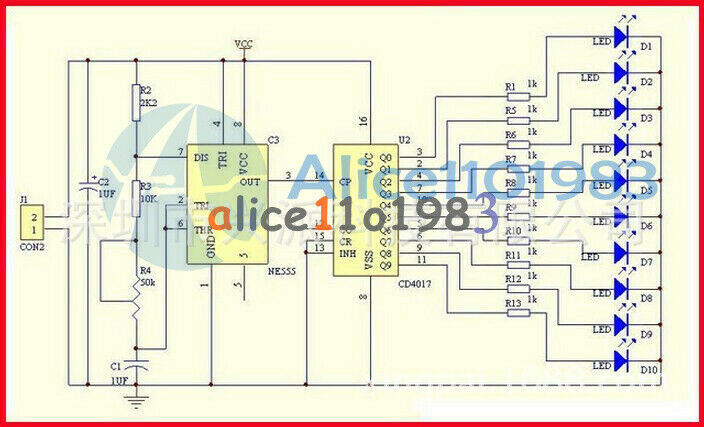 NE555+CD4017 Running LED Flow LED Light Electronic Production Suite DIY Kit