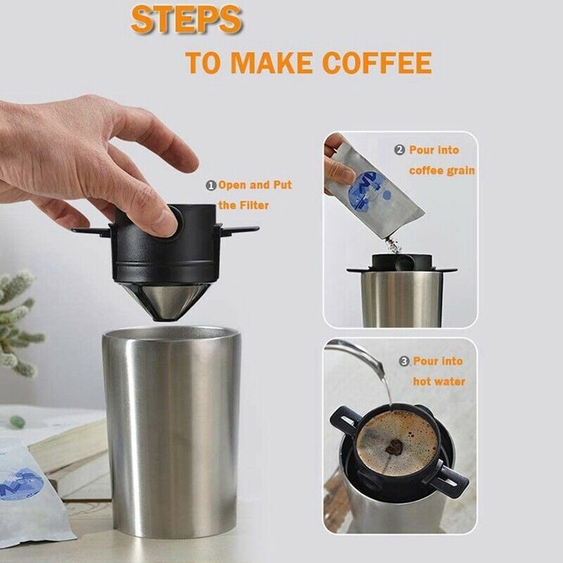 Pour over Coffee Dripper, Stainless Steel Coffee Maker Filters for 1 to 2-CuX6O6