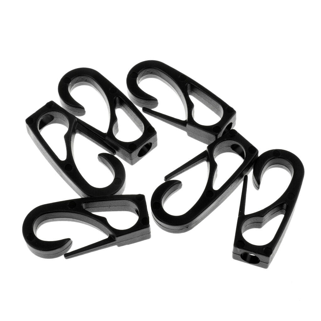 6 Pieces Black Nylon Kayak Canoe Boat 6mm Bungee Rope Fishing Rod Leash Ends