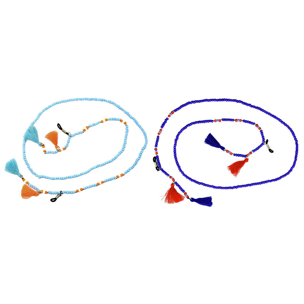 2pcs Eye Glasses String Holder Beaded Eyeglass Holder Chain Necklace Women