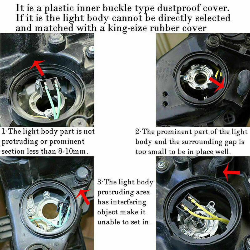 2Pcs HID LED Headlight Dust Cover Sealing Cap 105mm Replace TR34RI For Car