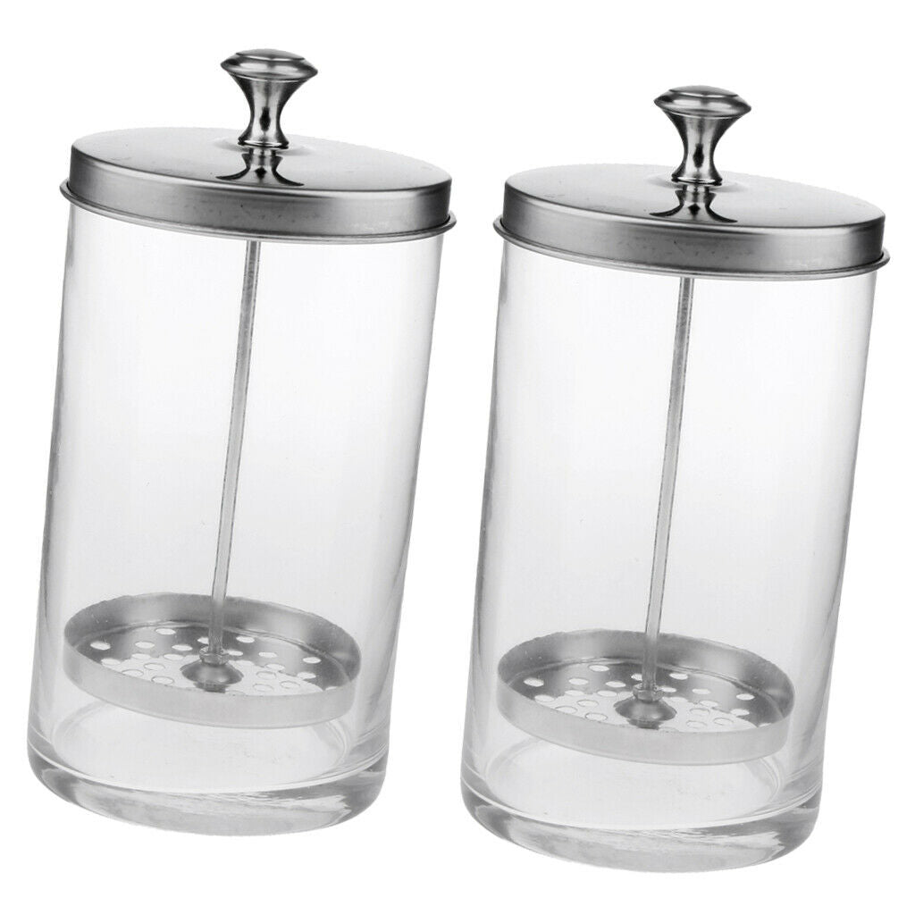 Pack 2 Sanitizing Glass Jar Bottle For Barber Styling Nail Art Tools S
