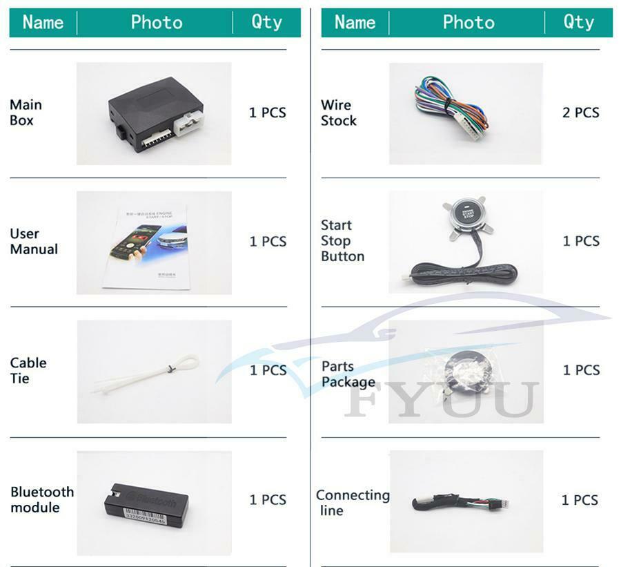 Car Engine One Key Start Sound Stop Push Alarm System App Control Engine Start
