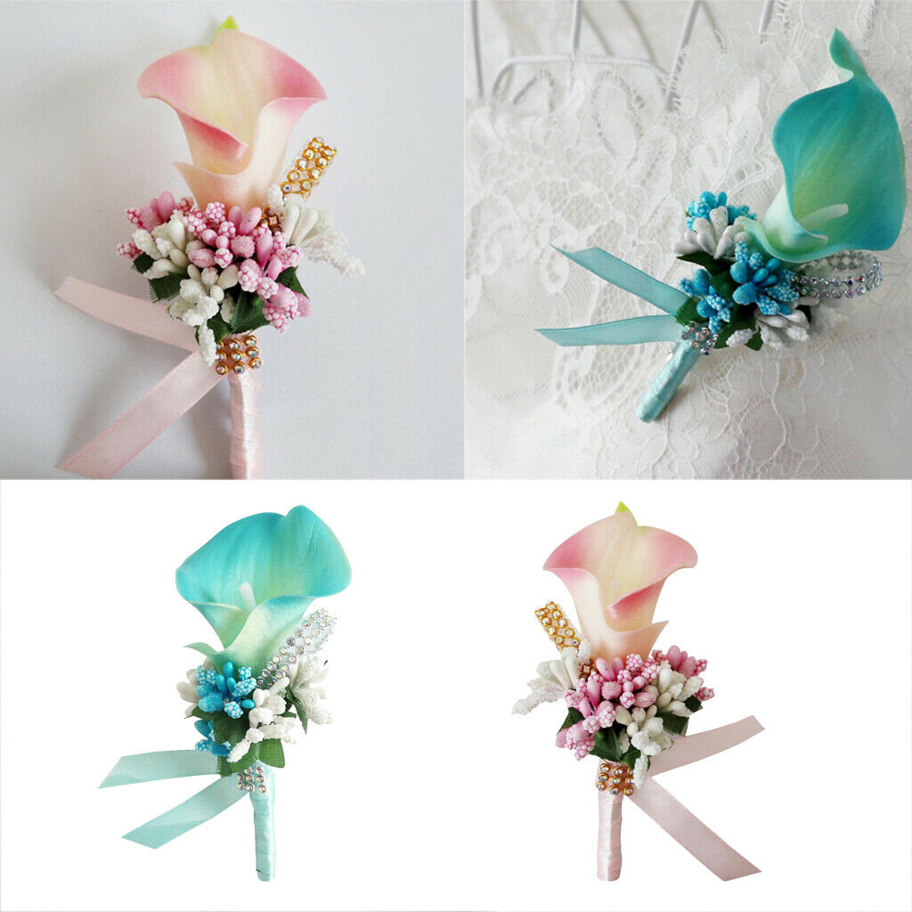Pack of 2 Boutonniere with Pin for Groom Groomsman Best Man Woman Wedding