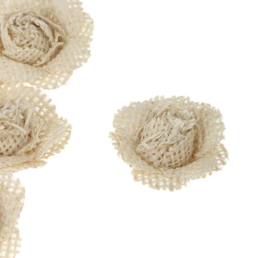 6pcs Rustic Burlap Rose Flowers Wedding Craft Making Decor