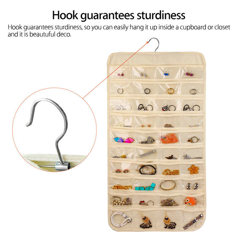 80Pockets Hanging Jewelry Organizers Storage for Holding Earring Jewelrie NT JBD