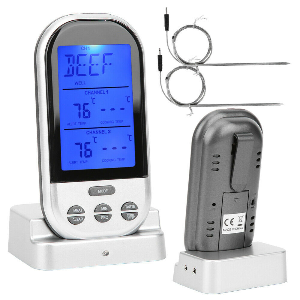 Wireless Meat Thermometer Dual Probe Digital Temperature Meter Remote Cooking