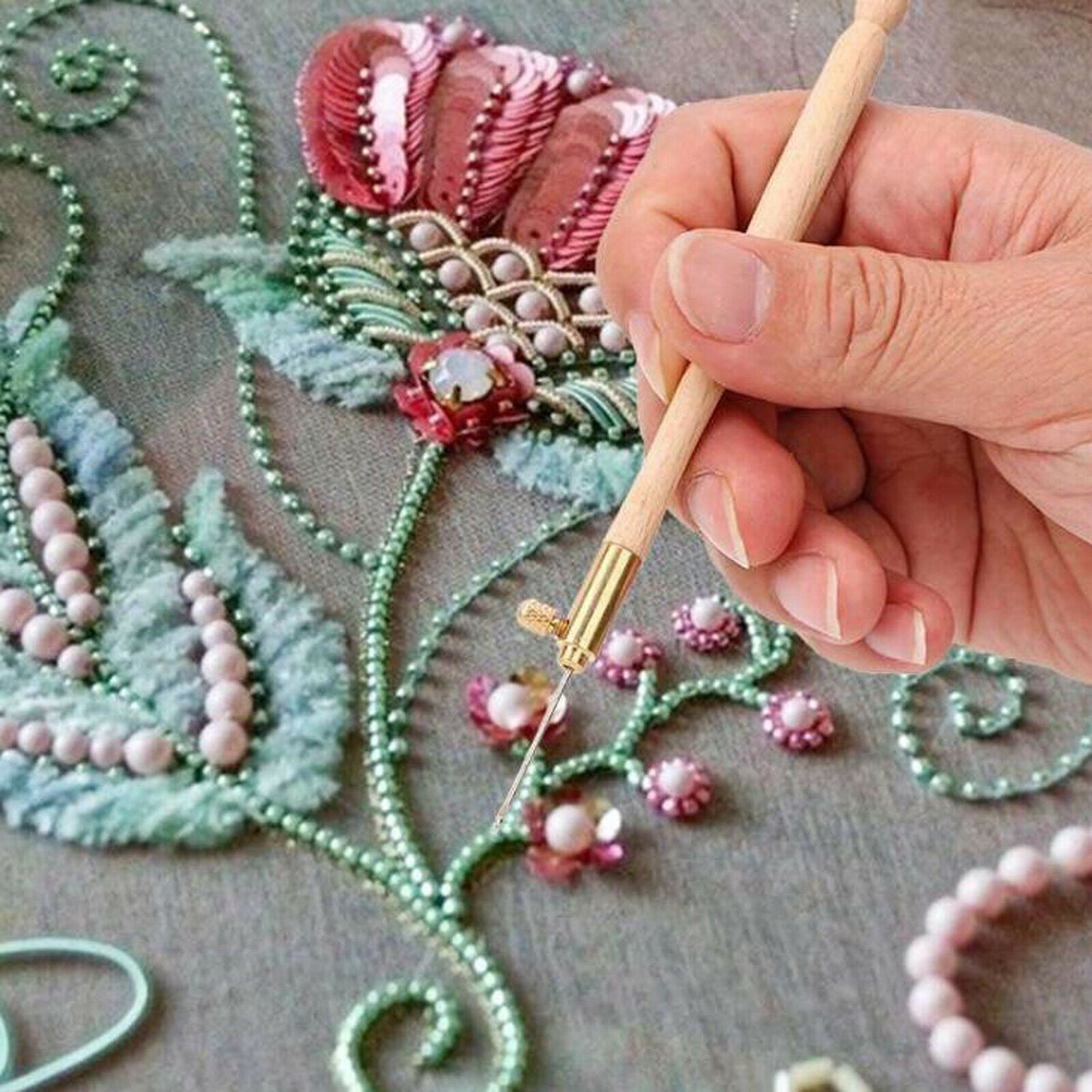 Wood Beads Plate Tray Yarn Holder Spinning Twirling Wool Cord Beading Board