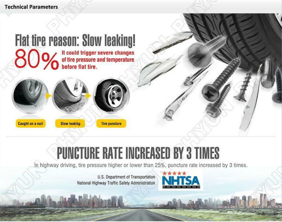 USB Android TPMS Car Tire Pressure Monitoring Alarm System w/ 4 External Sensors