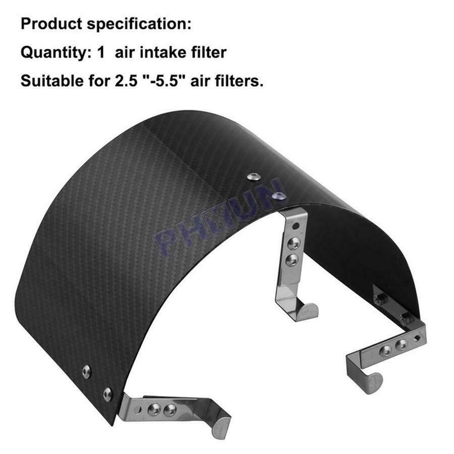 Carbon Fiber Style Car Cold Air Intake Filter Cover Heat Shield For 2.5" TO 5.5"