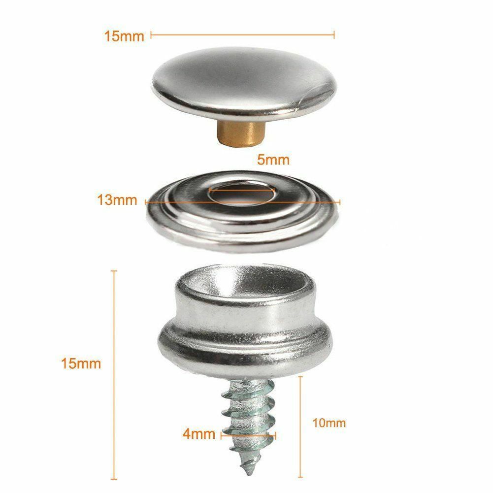 150x Stainless Steel Boat Marine Canvas Fabric Snap Cover Button&Socket Kit
