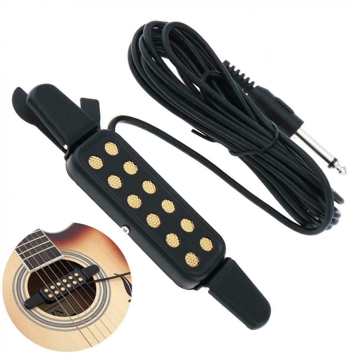 Universal Black Guitar Sound Pickup w/ 2.9m Cable for Acoustic Classical Guitar
