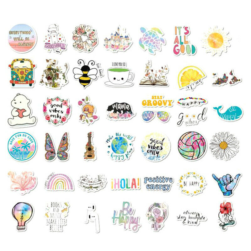 50Pcs Cartoon Stickers Waterproof Laptop Skateboard Luggage Guitar Decalsj Kt