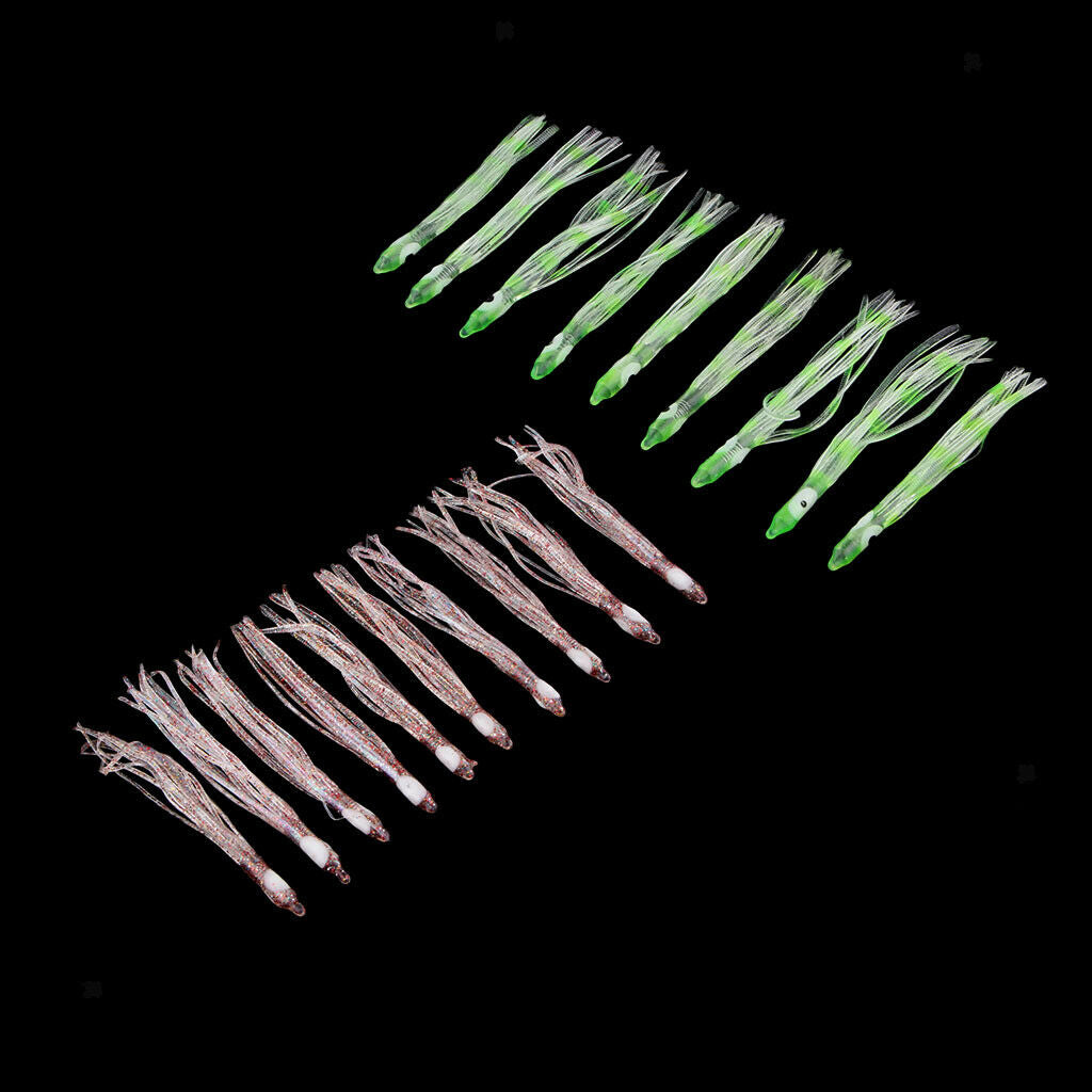 30pcs High Simulation Squid Skirts Lures Saltwater Trolling Fishing Lure